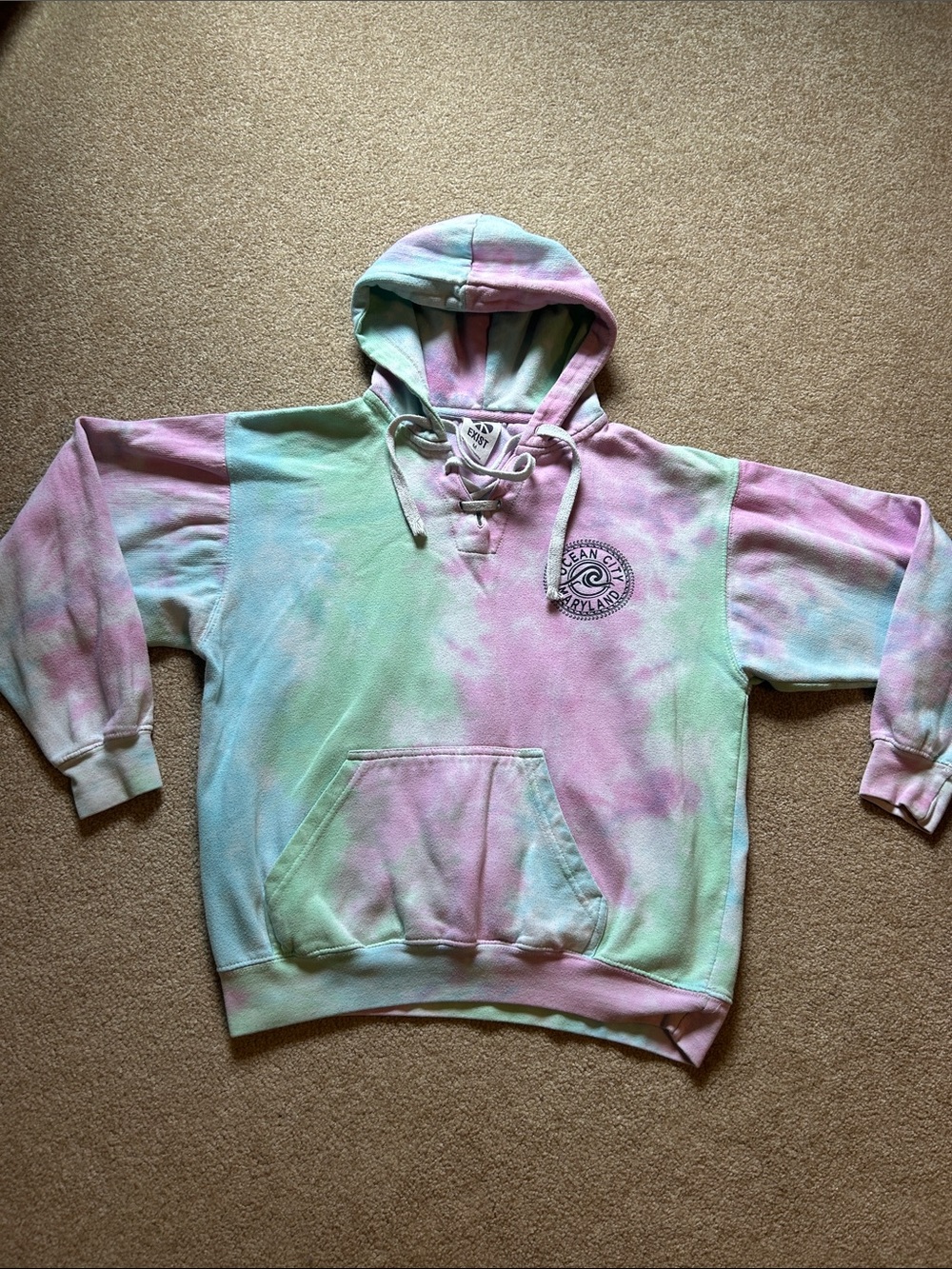 Exist tie-dye pull over Ocean City, Maryland hoodie